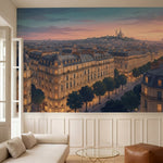 papier peint panoramique vue parisienne toits haussmanniens sacrecur tons beige -5