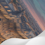 Papier peint panoramique - Vue parisienne toits haussmanniens Sacré-Cœur tons beige rosé et gris sur mesure - Matière
