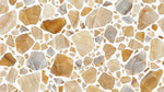 Papier peint panoramique imitation pierre - Fragments mosaïque terrazzo marbre veiné tons beige et blanc crème sur mesure - Design