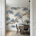 papier peint pins branches tortueuses entrelacees aiguilles eventail tons gris b-VARIANTE-10