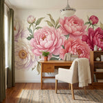 papier peint pivoine rose pivoines delicates degrade blanc nacre corail et borde-VARIANTE-8