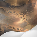 Papier peint panoramique aquarelle - Formes aquarelles fluides pailletées tons cuivre et beige crème sur mesure - Matière