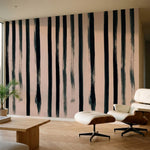 papier peint rose poudre et noir rayures verticales pinceau irregulieres effet p-2
