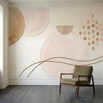 papier peint rose poudre formes geometriques cercles degrades pailletes motifs d-1