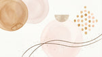 Papier peint panoramique rose poudré - Formes géométriques cercles dégradés pailletés motifs dorés fond beige rosé sur mesure - Design