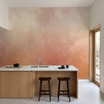 papier peint rose poudre nuages aquarelle superposes degrade rose corail beige e-1