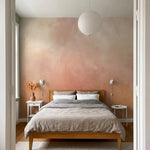 papier peint rose poudre nuages aquarelle superposes degrade rose corail beige e-6