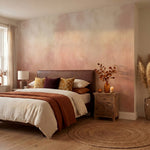 papier peint rose poudre nuages aquarelle superposes degrade rose corail beige e-VARIANTE-10
