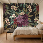 papier peint tropical chic fleurs hibiscus feuillage exotique repetitif fond noi-VARIANTE-10