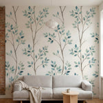 papier peint vegetal scandinave branches delicates feuillage ovale tons beige cr-2