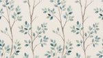 Papier peint panoramique feuillage - Branches délicates feuillage ovale tons beige crème et vert sauge sur mesure - Design