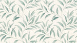 Papier peint panoramique feuillage - Feuillage lancéolé branches ondulantes tons vert sauge et beige crème sur mesure - Design